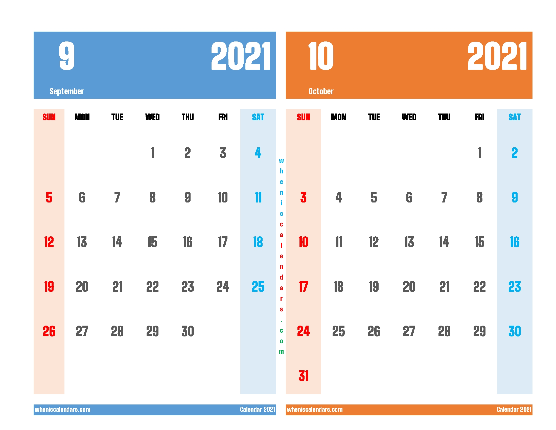 Calendar For September And October 2021 September And October 2021 Calendar