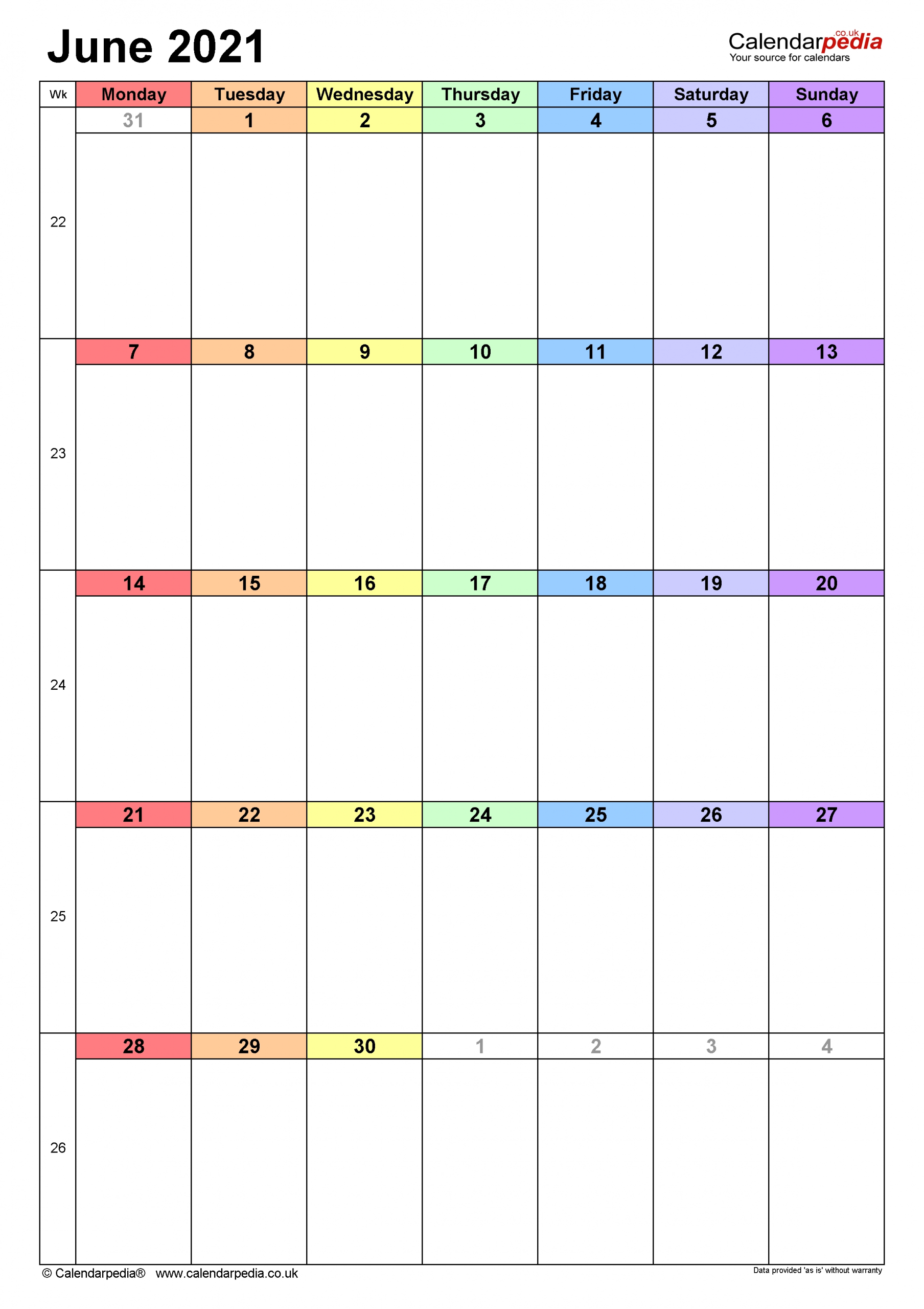 Calendar June 2021 Uk With Excel, Word And Pdf Templates June 2021 Calendar Printable