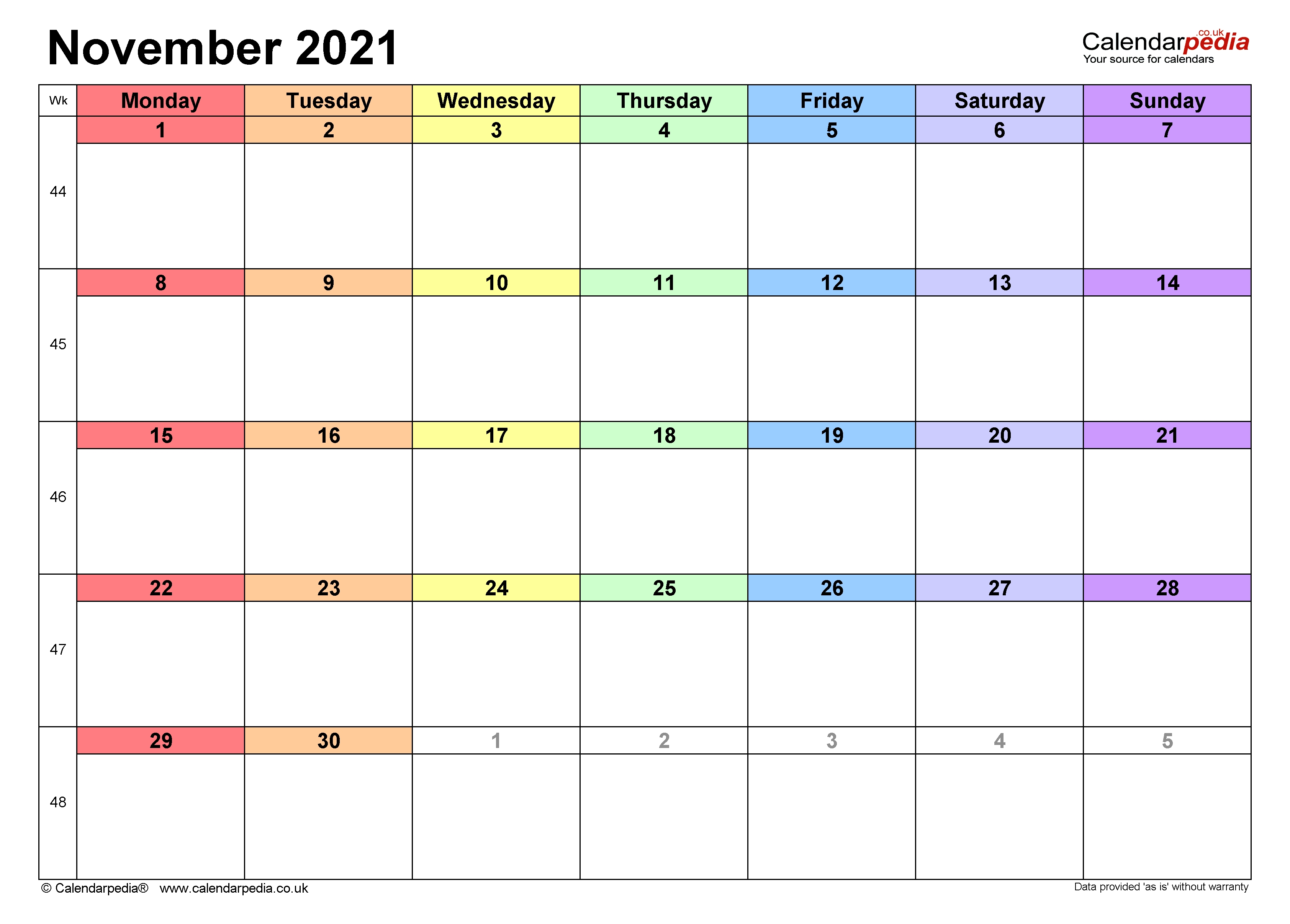 Calendar November 2021 Uk With Excel, Word And Pdf Templates November 2021 Blank Calendar