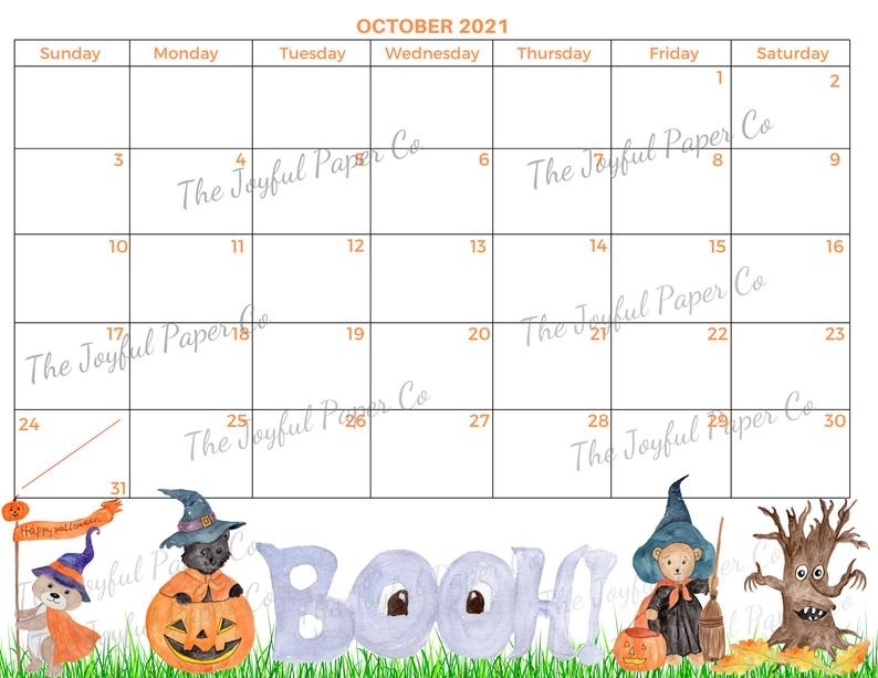 Calendar Printable October 2021 Halloween Planner | Etsy October 2021 Chinese Calendar