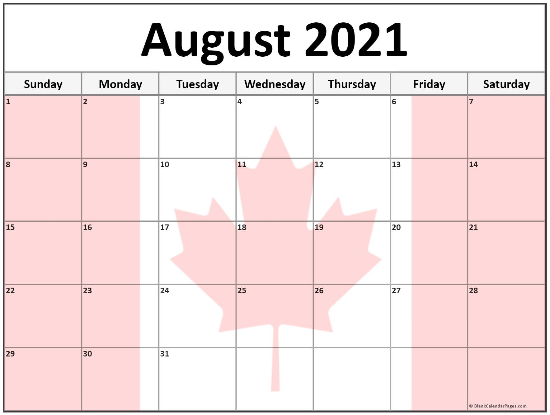 Collection Of August 2021 Photo Calendars With Image Filters. August 2021 Calendar Quotes