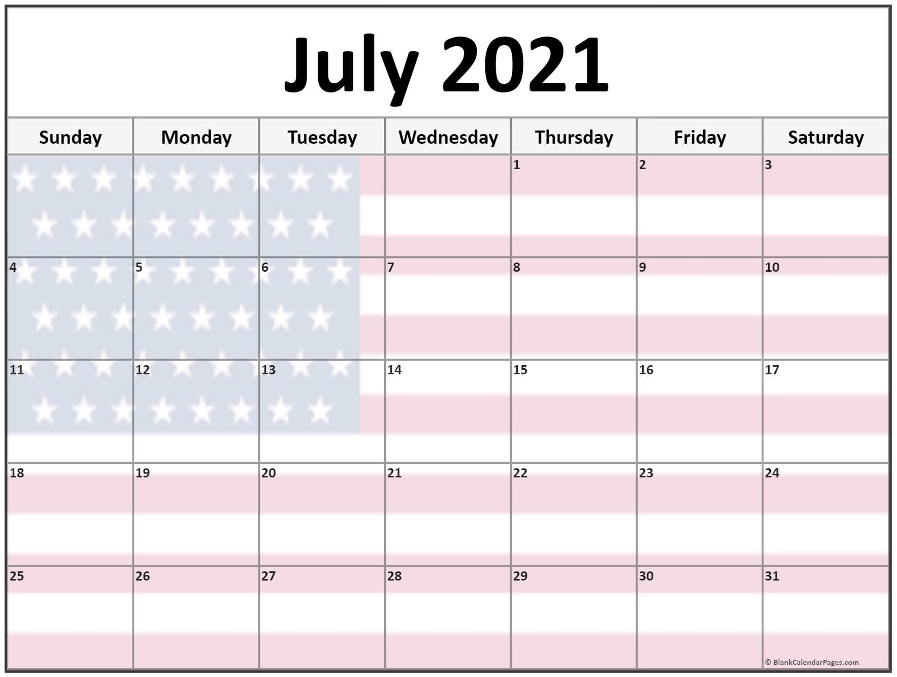 Collection Of July 2021 Photo Calendars With Image Filters. Online Calendar July 2021