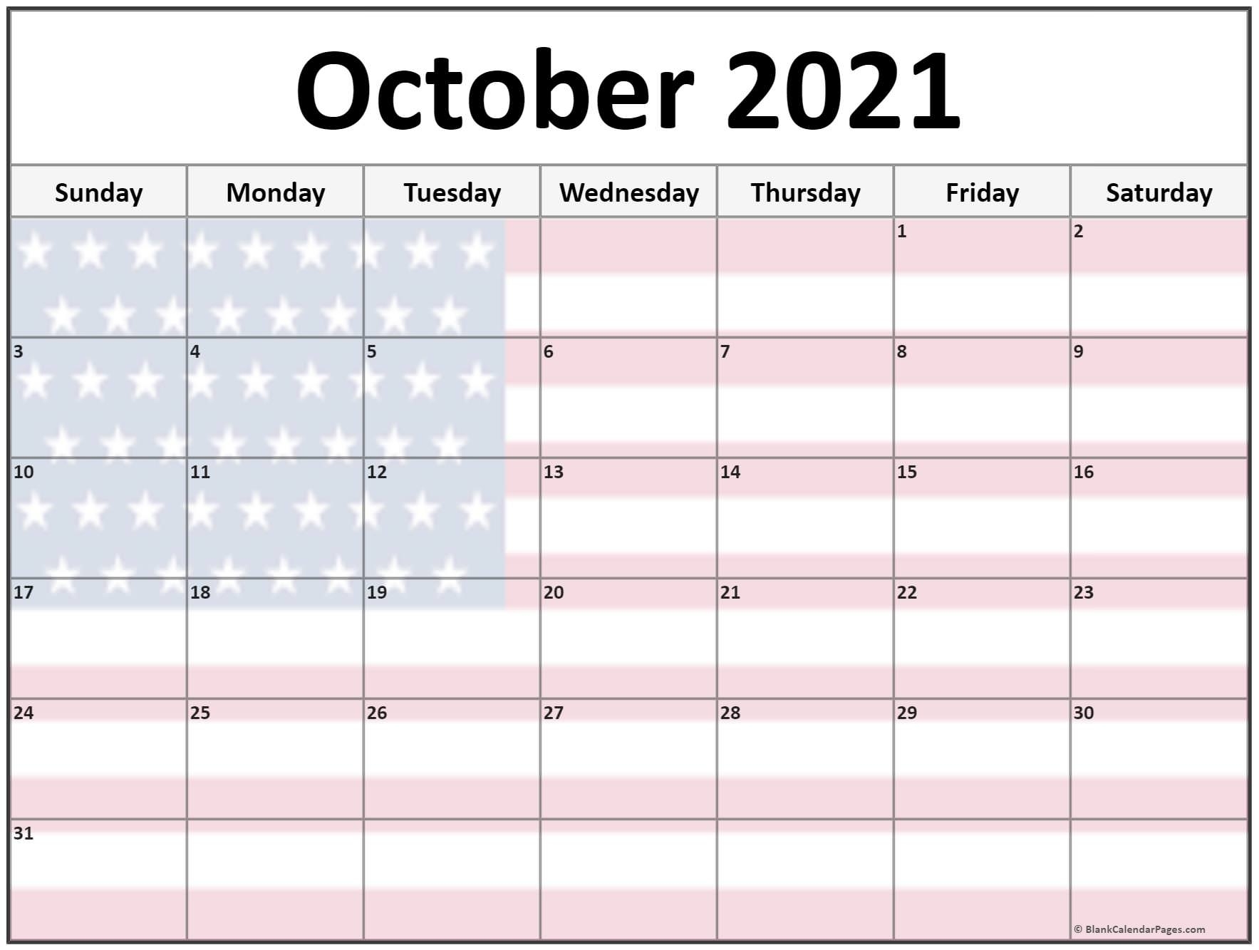 Collection Of October 2021 Photo Calendars With Image Filters. Cute October 2021 Calendar