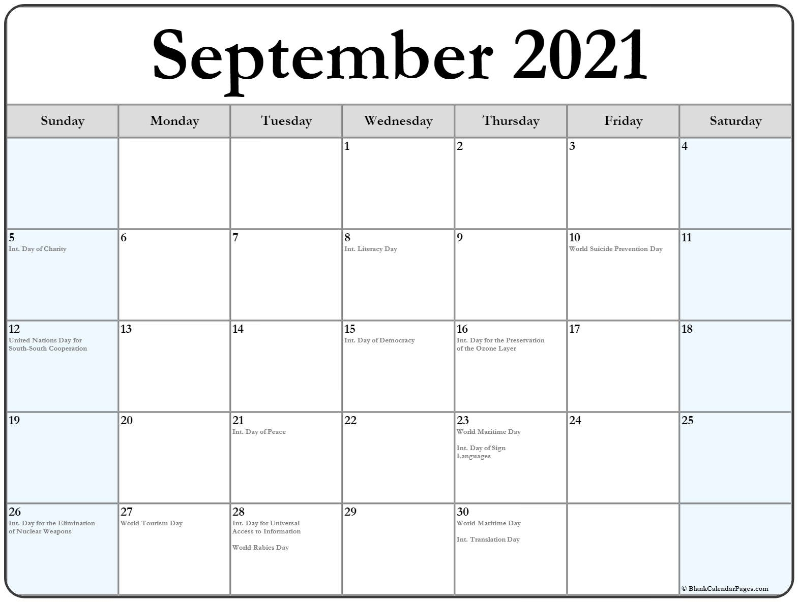 Collection Of September 2021 Calendars With Holidays September 2020-December 2021 Calendar