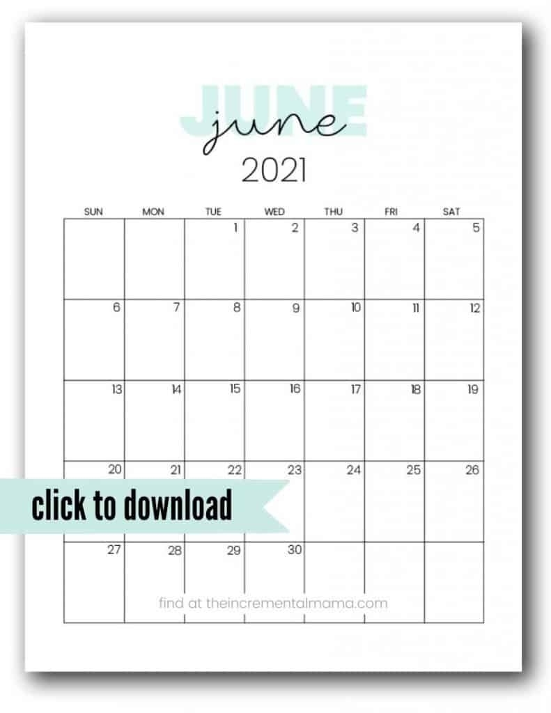 Cute 2021 Printable Calendar (12 Free Printables) Cute June 2021 Calendar