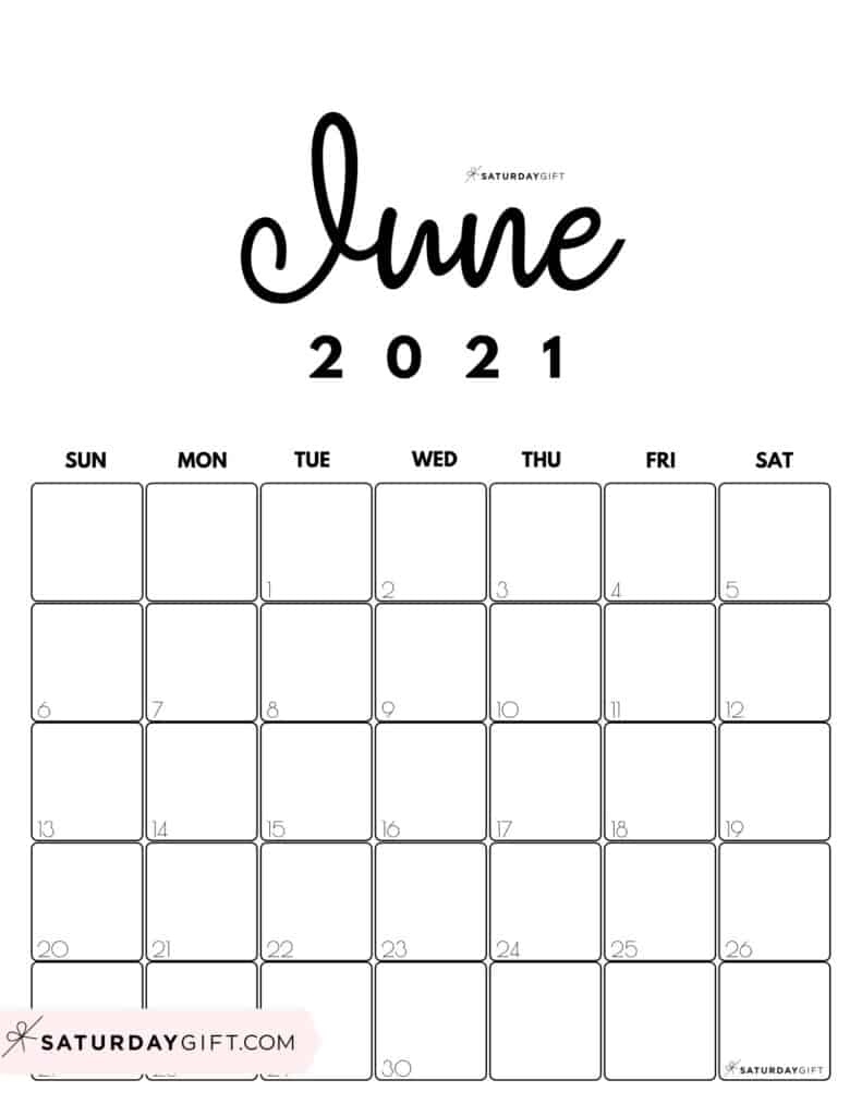 Cute (&amp; Free!) Printable June 2021 Calendar | Saturdaygift June 2021 Calendar With Tithi