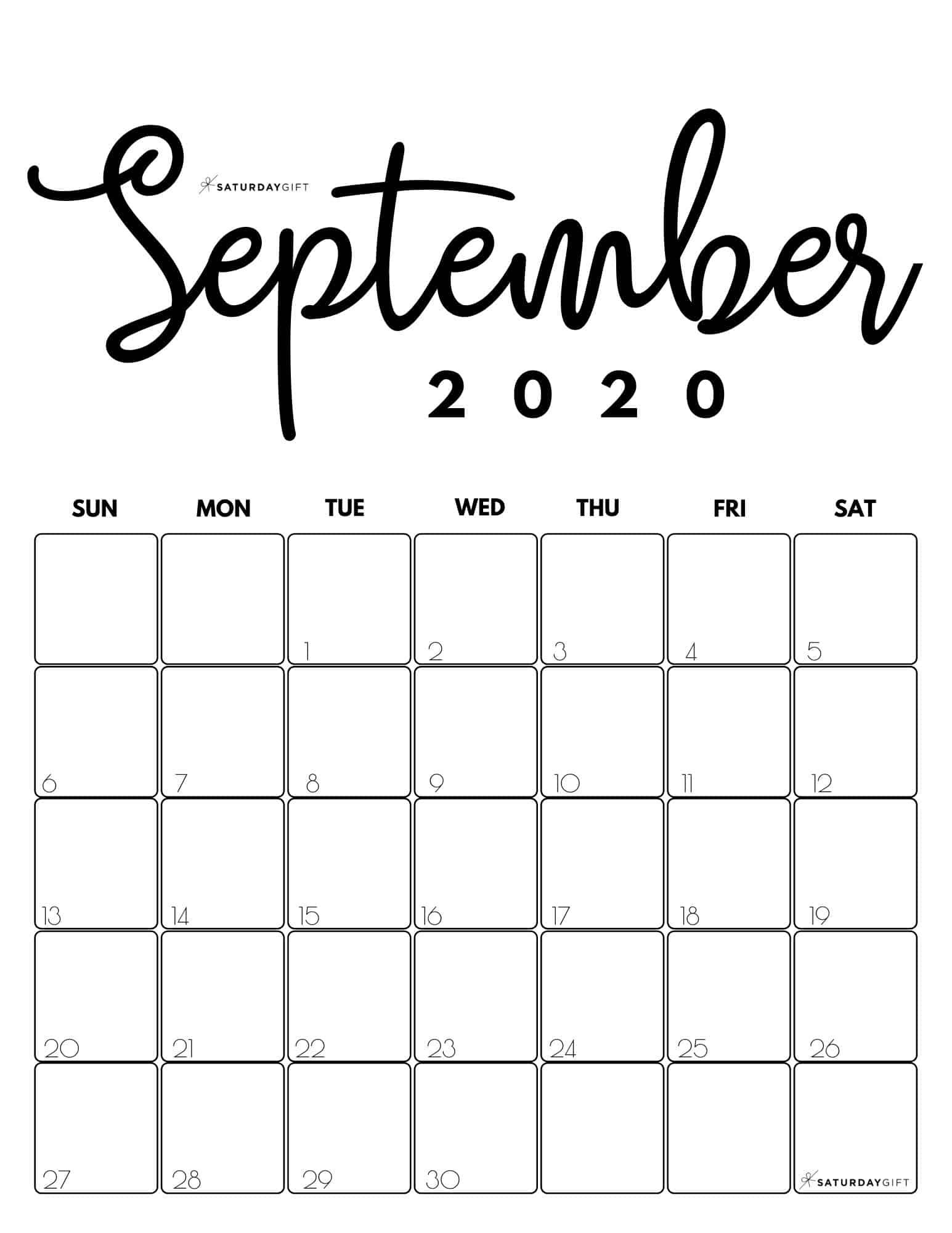 Cute (&amp; Free!) Printable September 2021 Calendar By Saturdaygift In 2020 | September Calendar September 2021 School Calendar