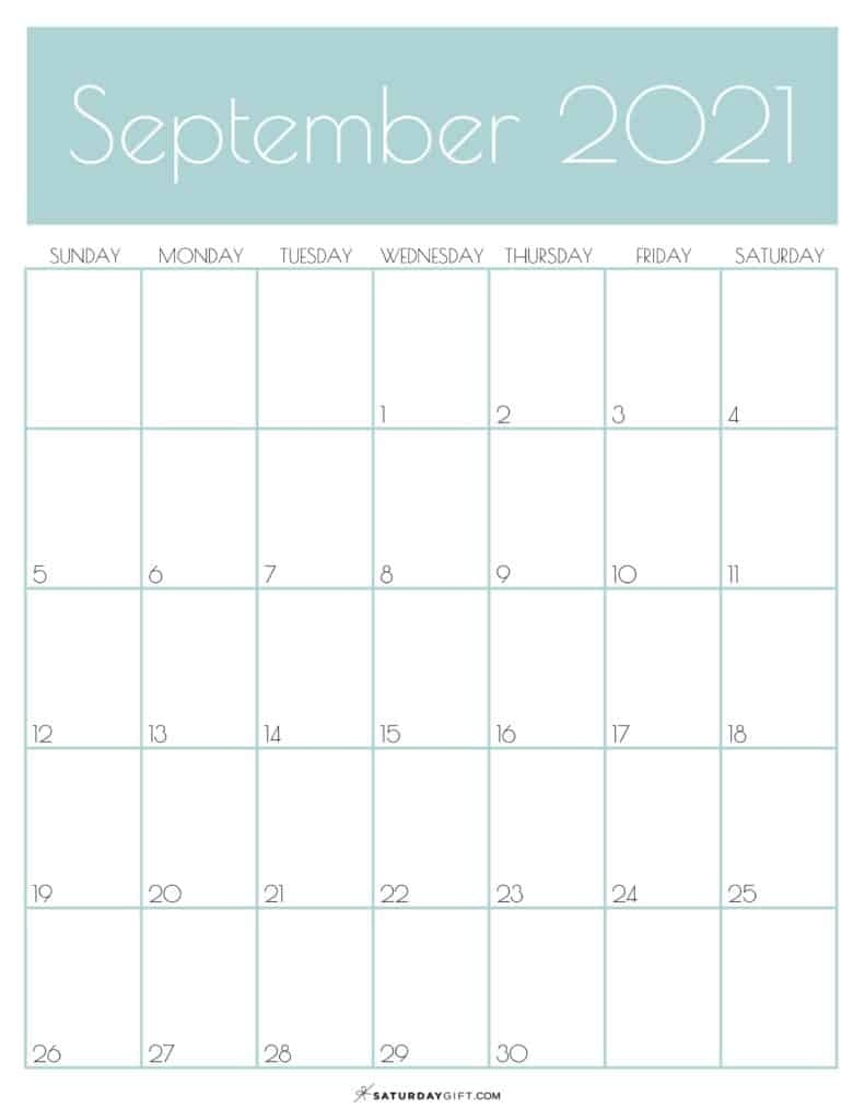 Cute (&amp; Free!) Printable September 2021 Calendar | Saturdaygift September 2021 Calendar Starting Monday