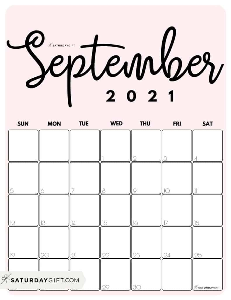 Cute (&amp; Free!) Printable September 2021 Calendar | Saturdaygift September 2021 Calendar Virgo