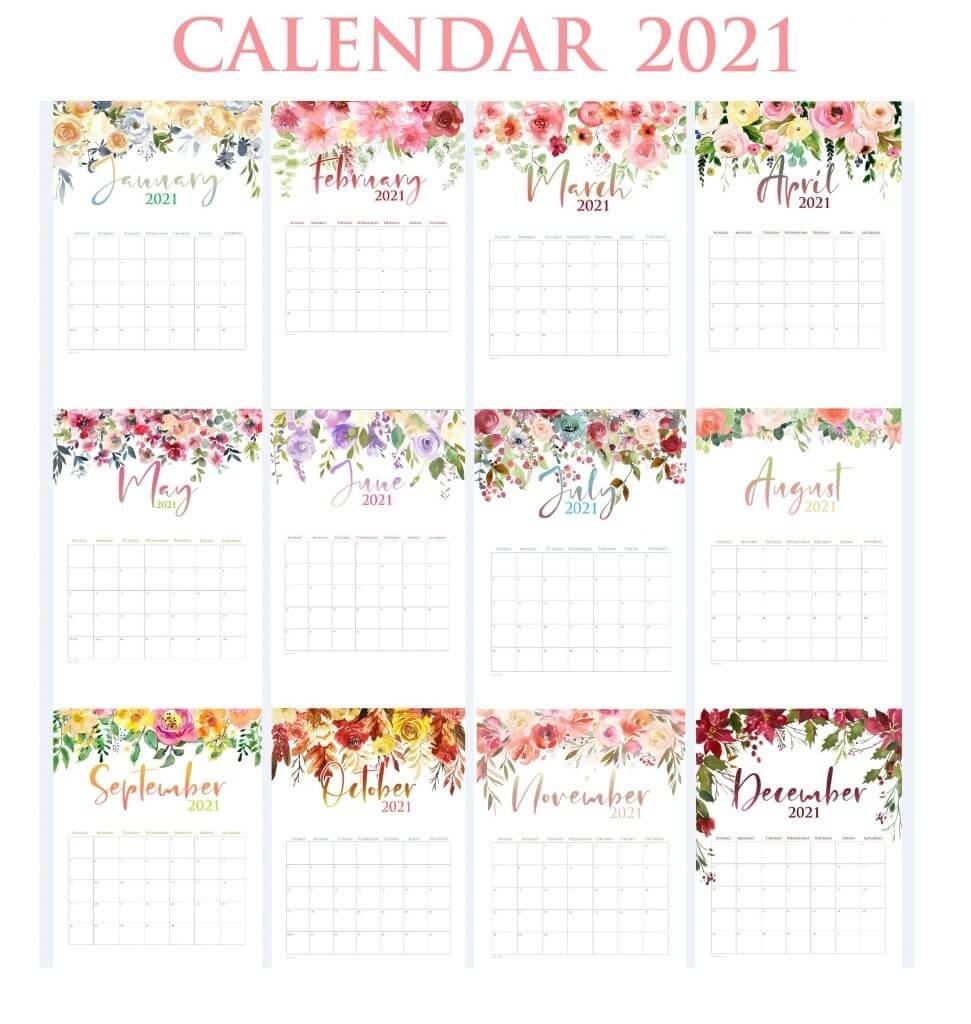 Cute Watercolor 2021 Calendar Cute August 2021 Calendar