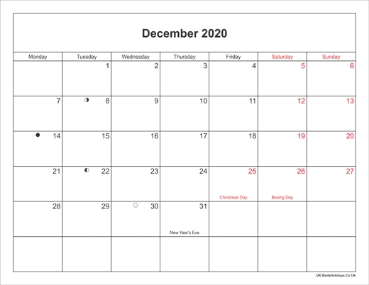 December 2020 Calendar Printable With Bank Holidays Uk December 2020 Calendar In January 2021 Calendar