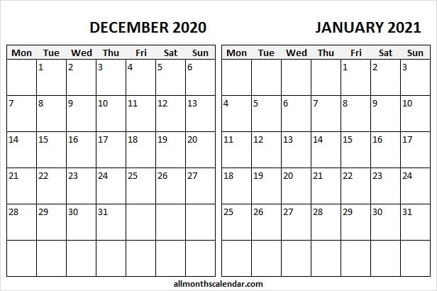 December 2020 January 2021 Calendar Excel - Editable Calendar 2020 December 2021 Calendar Excel