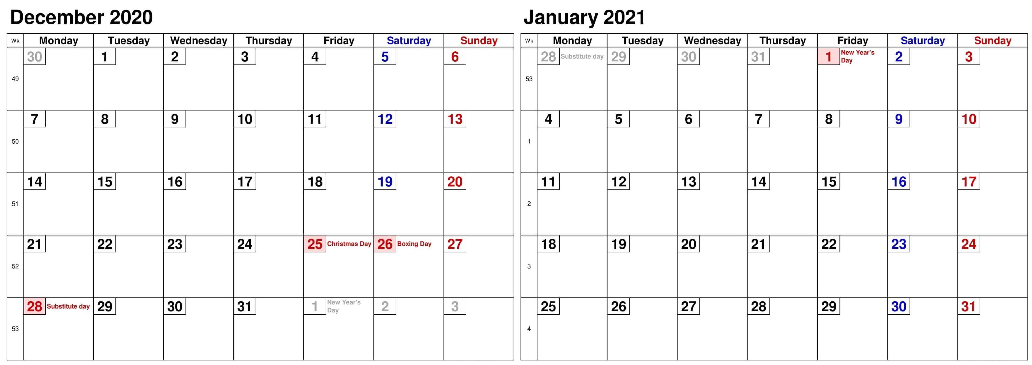 December 2020 January 2021 Calendar Word | Free Printable Calendar Shop December And January 2021 Calendar