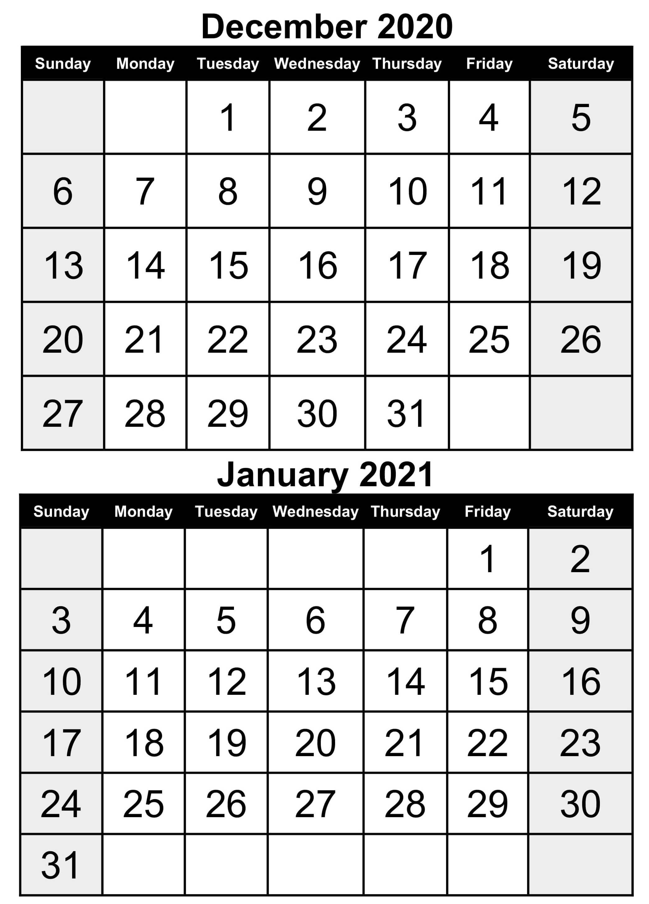 December 2020 January 2021 Calendar Word | Free Printable Calendar Shop Printable Calendar December 2020 January 2021