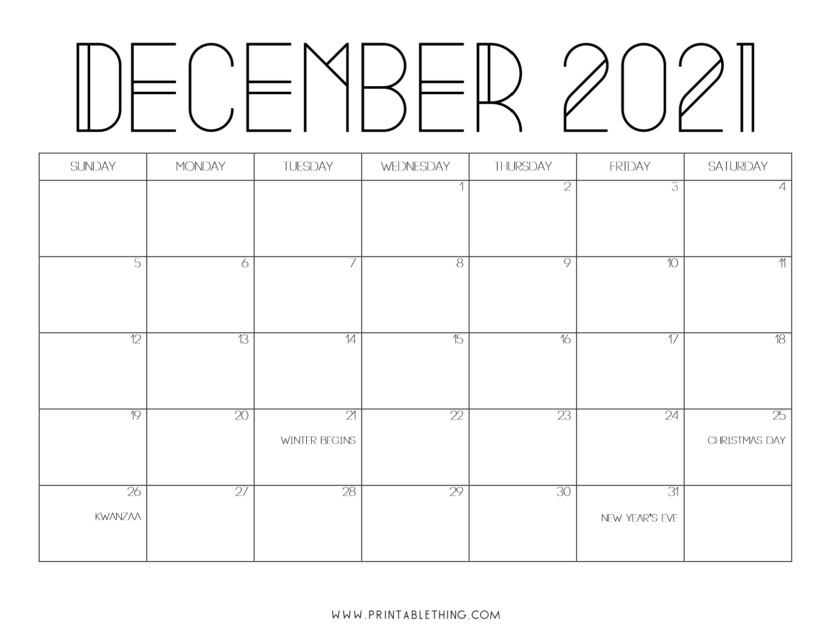 December 2021 Calendar Template Printable Blank Calendar Template