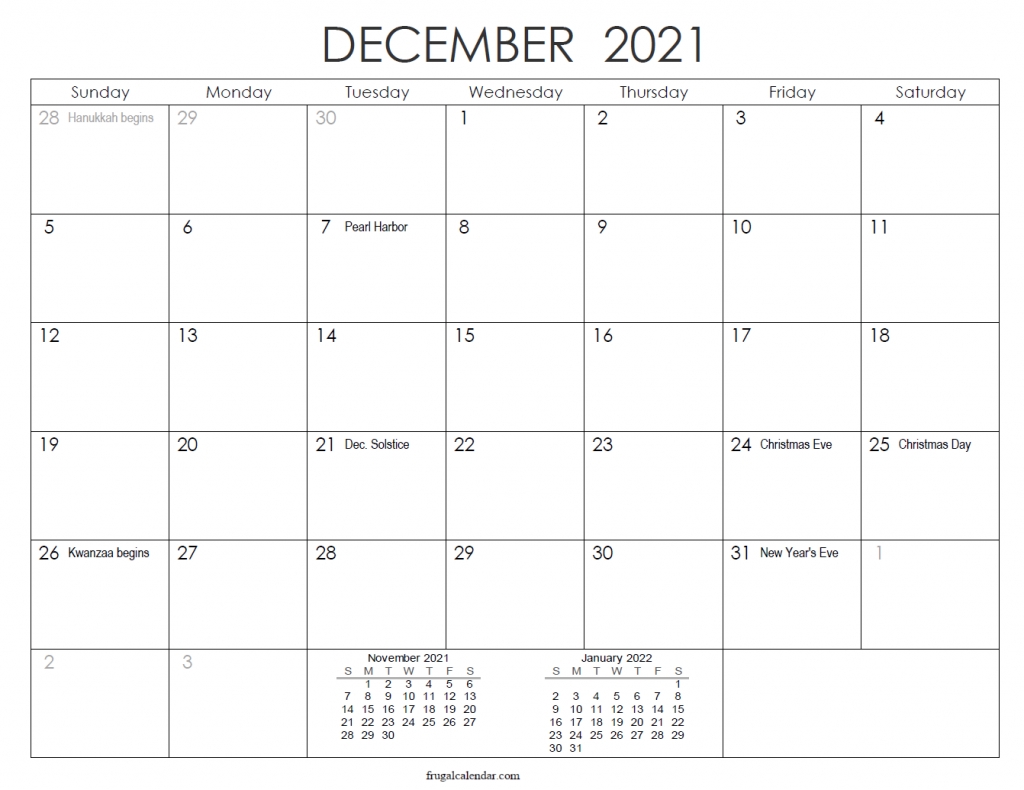 December | 2021 Calendars Printable December 2021 Waterproof Calendar