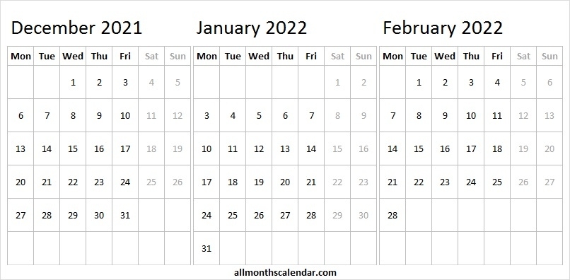 December 2021 To February 2022 Calendar Free Template - Tumblr December 2021 Editable Calendar
