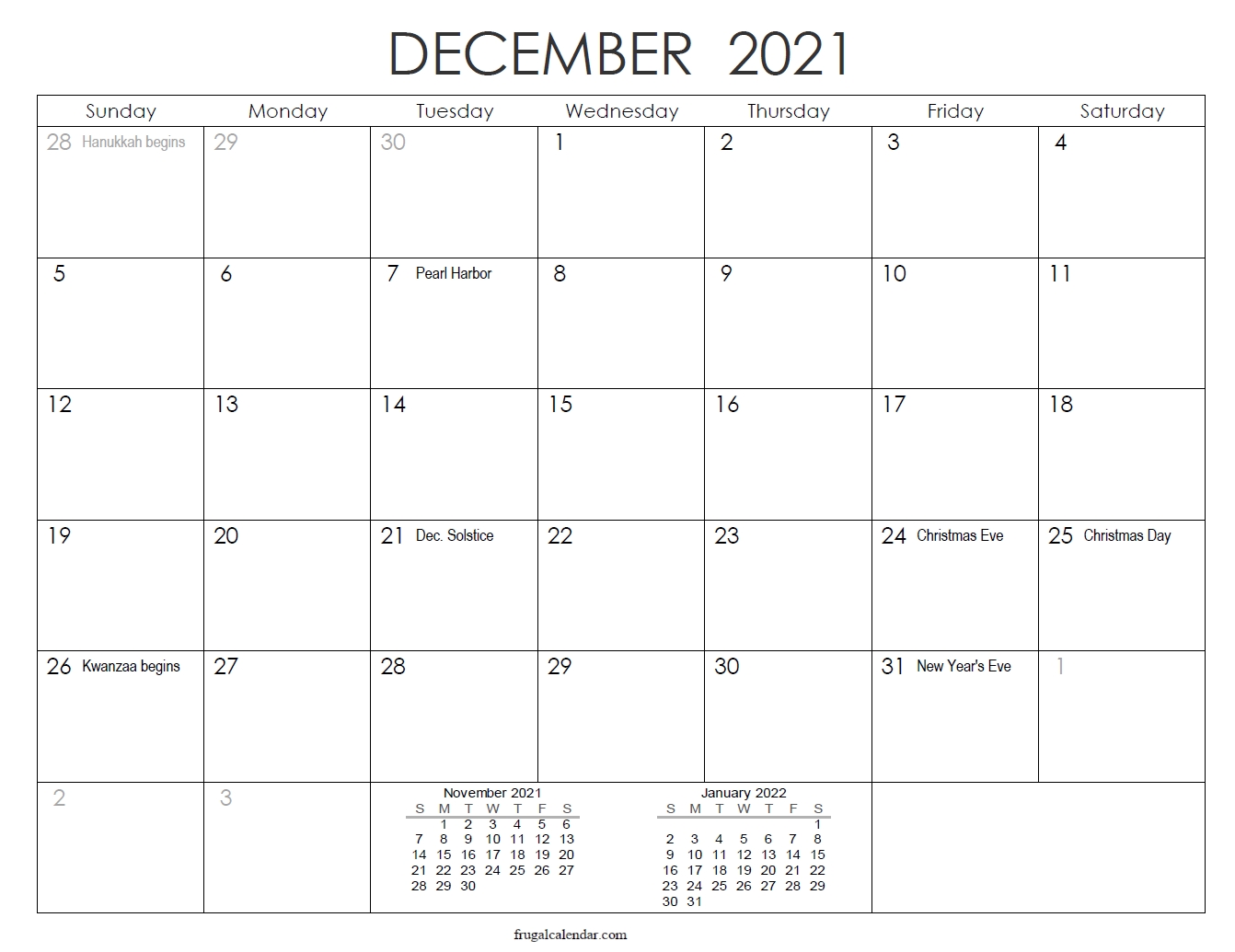 December Calendar 2021 | 2021 Calendars Printable December 2021 Calendar Quiz