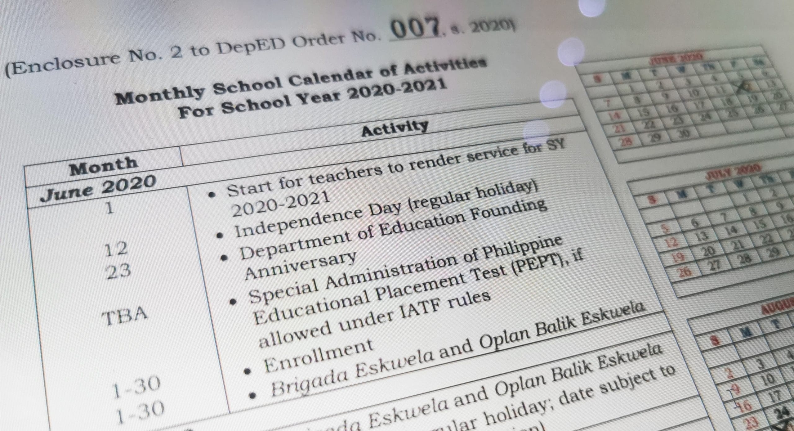 Deped Releases School Calendar For Sy 2020-2021 - Buhay Teacher Deped Calendar Of Activities October 2020 To 2021