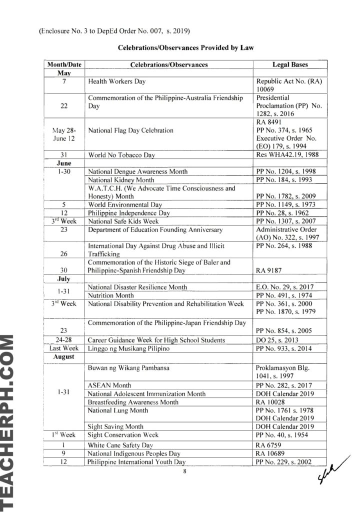 Deped School Calendar For School Year 2019-2020 - Teacherph Deped Calendar Of Activities October 2020 To 2021