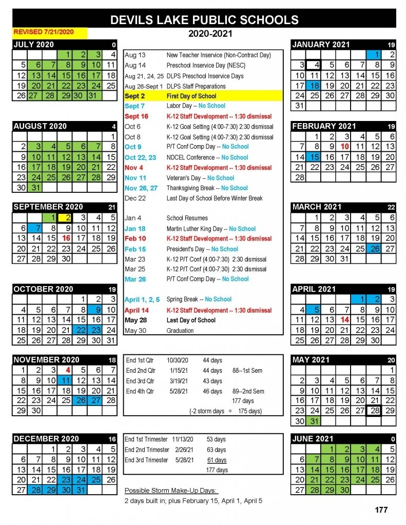 District Calendar | Devils Lake Public Schoolsdevils Lake Public Schools September 2021 School Calendar