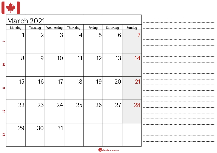 Download Free March 2021 Calendar Canada???? With Weeks July 2021 Calendar Canada Printable