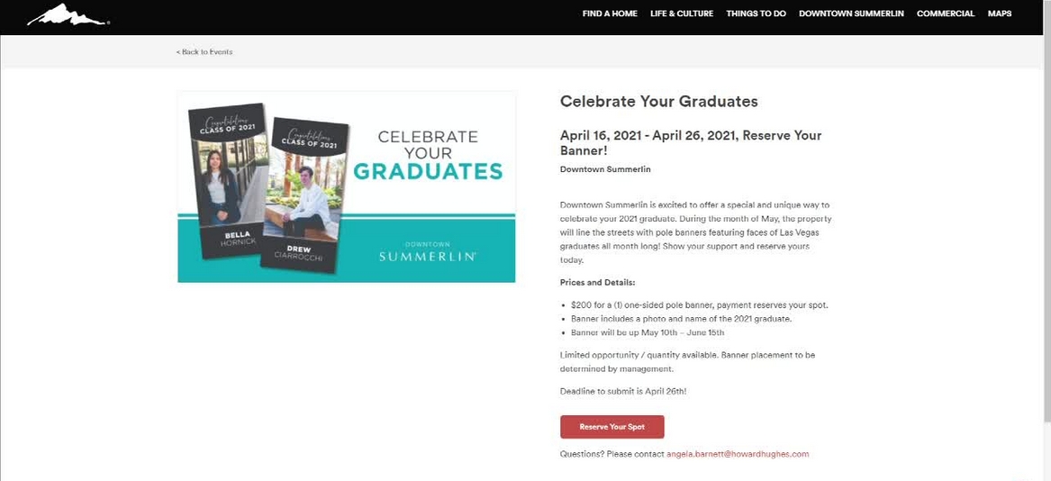 Downtown Summerlin Offering Las Vegas Grad Banners Vegas Calendar June 2021