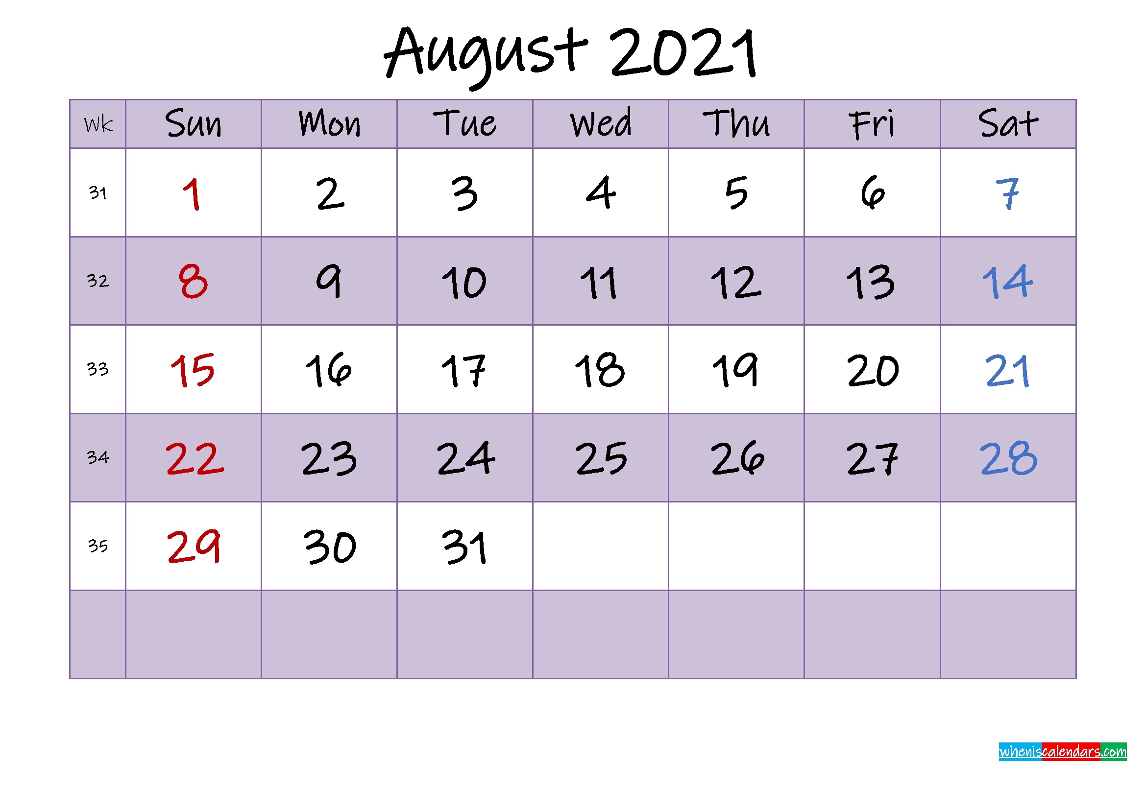 Editable August 2021 Calendar - Template No.ink21M464 | Free Printable 2020 Calendar With Holidays August 2021 Kalnirnay Calendar