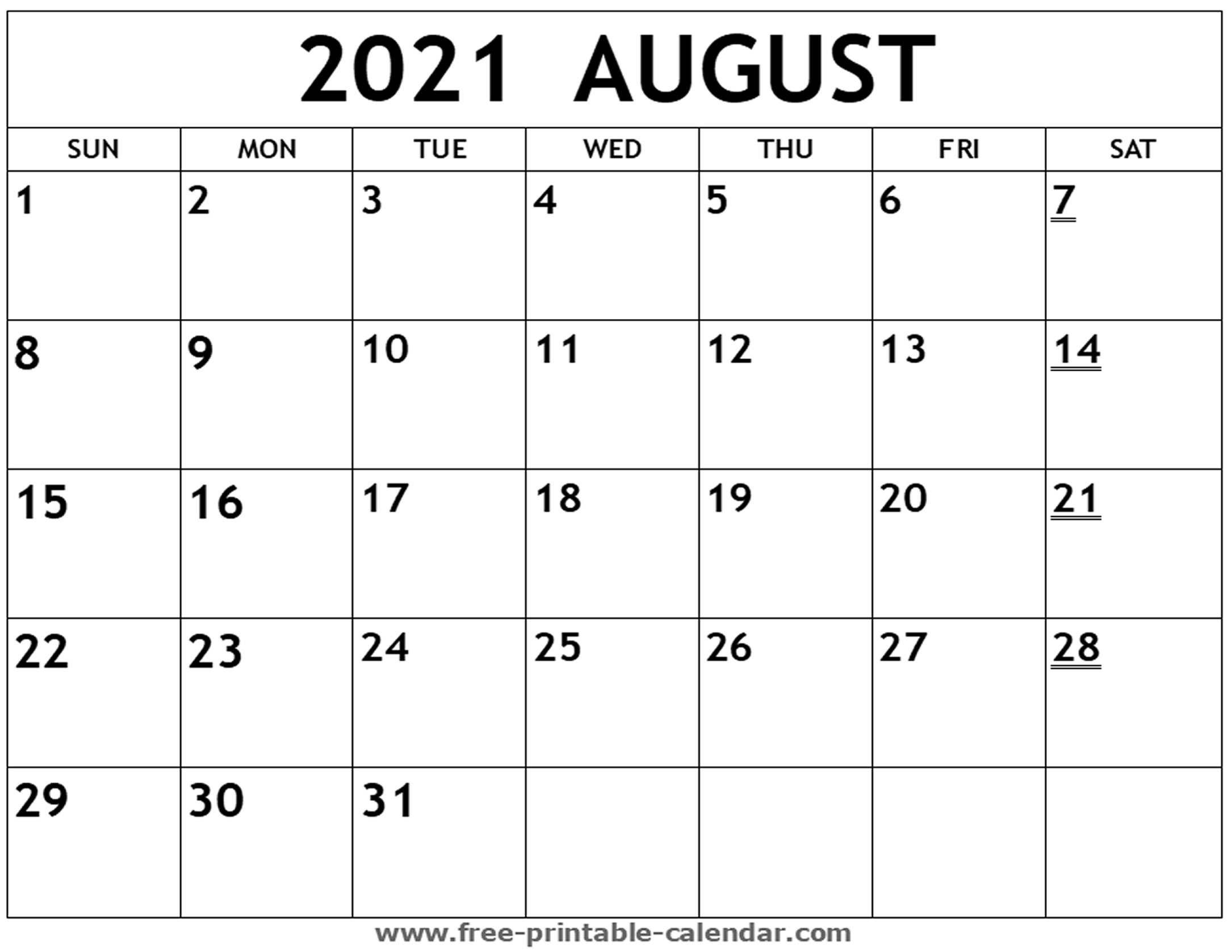 Editable Calendar For August 2021 | Month Calendar Printable August 2021 Calendar Template Word