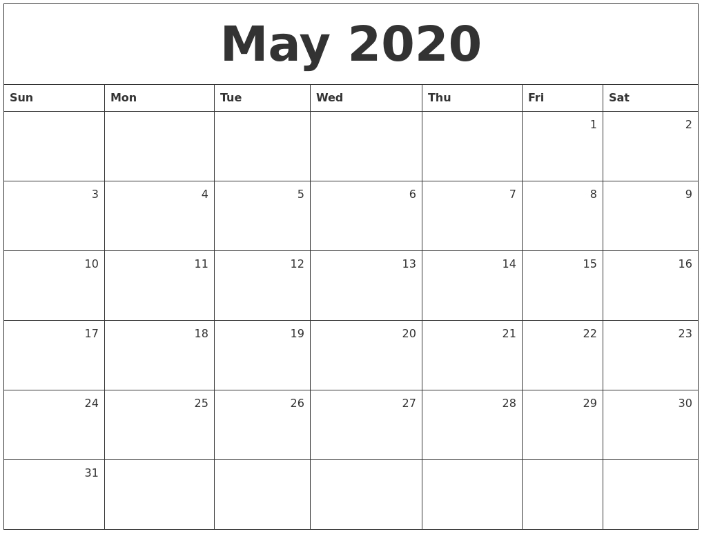 Fabulous Printable May 2020 Calendars | Ruby Website July 2021 Calendar Printable Wiki
