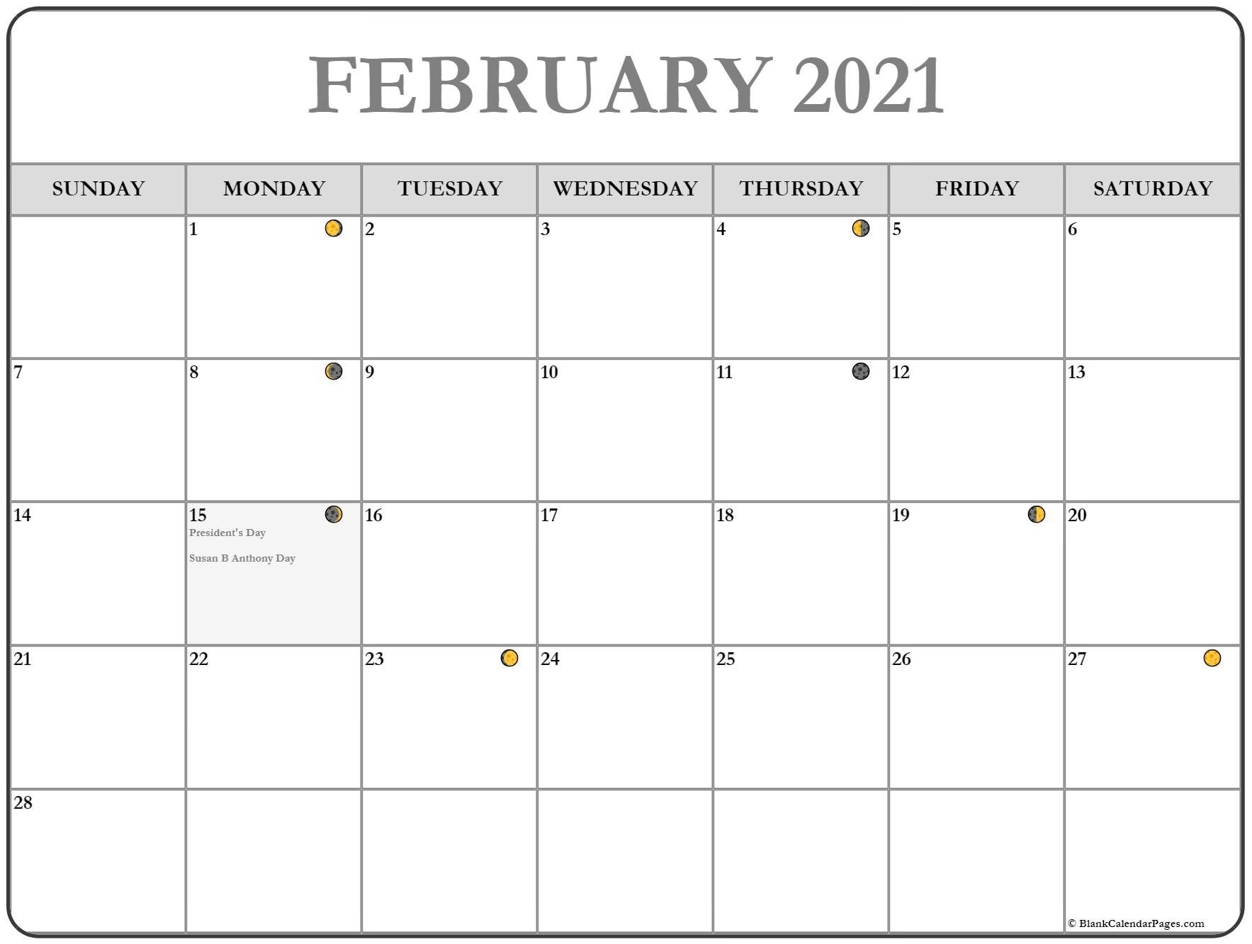 February 2021 Full Moon Phases Calendar - Calendar 2020 October 2021 Lunar Calendar