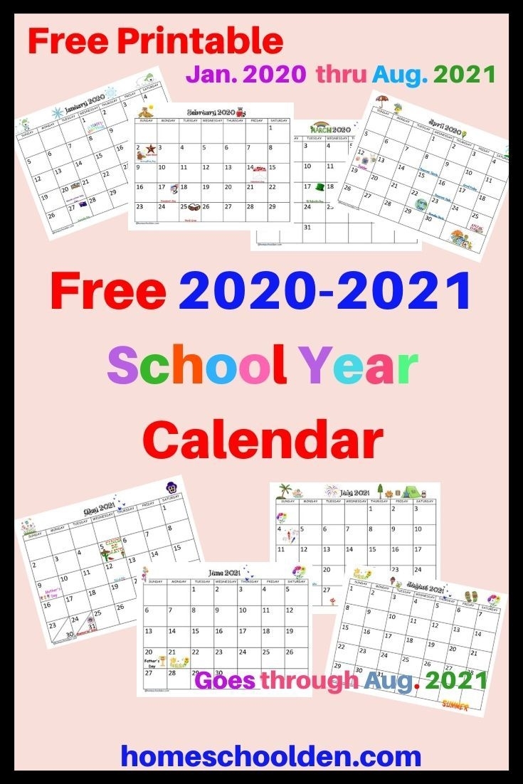 Free 2020-2021 Calendar Printable In 2020 | School Calendar Printables, Homeschool Calendar Academic Calendar August 2020 To July 2021