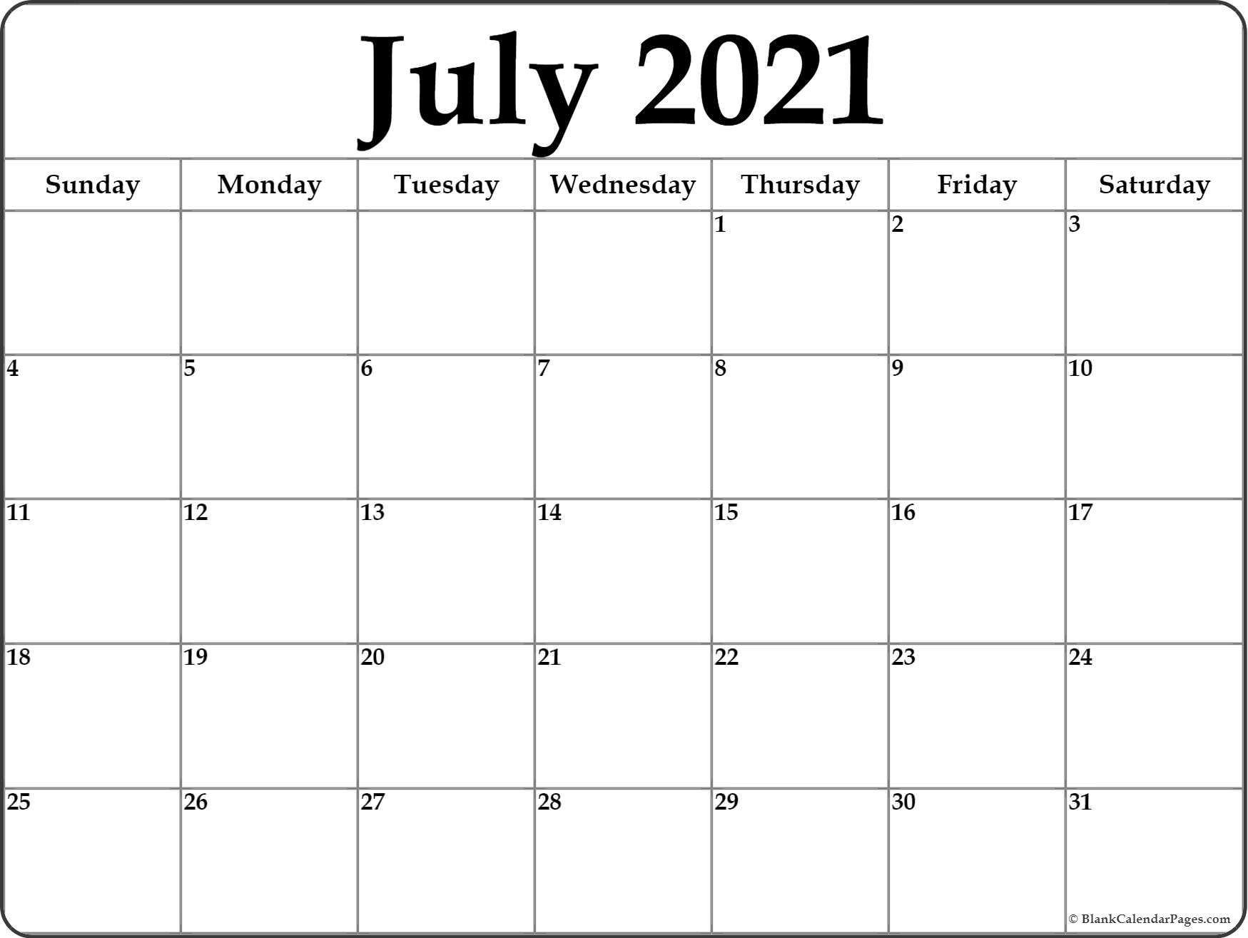 Free 2021 Printable Calendar July Canada Monthly | Month Calendar Printable Month Of July 2021 Calendar