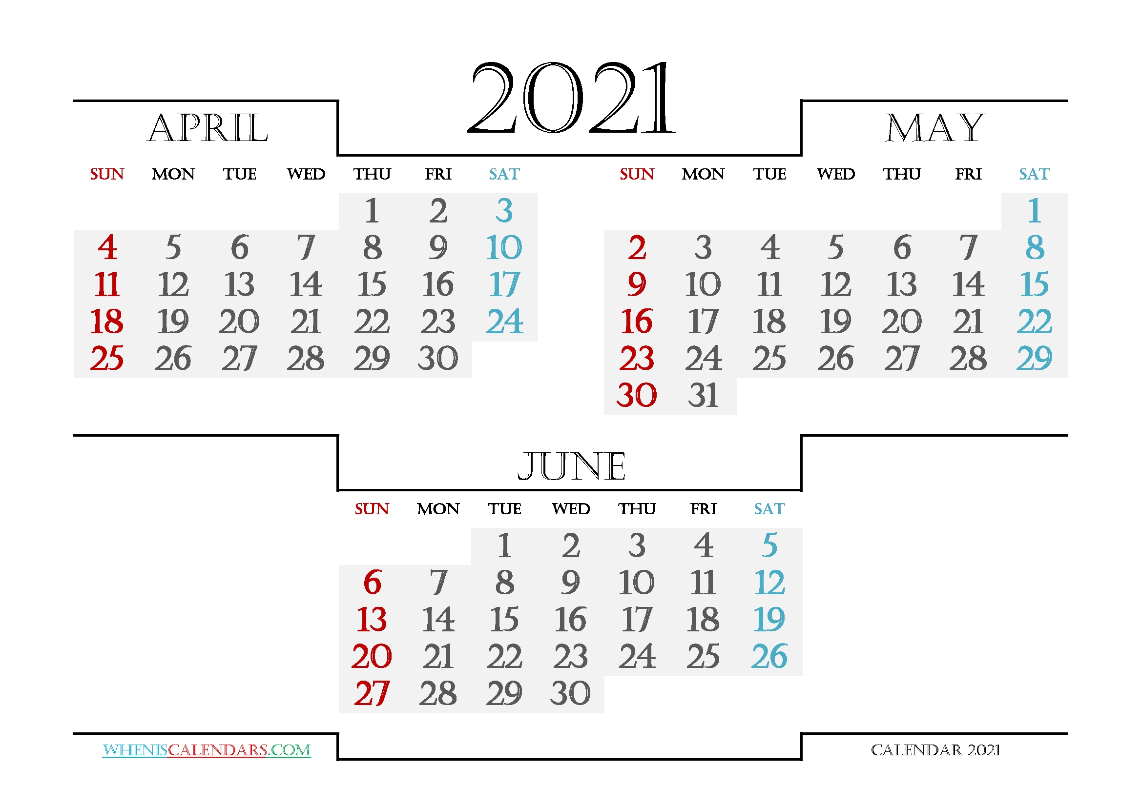 Free April May June 2021 Calendar Printable Calendar Of April May June 2021
