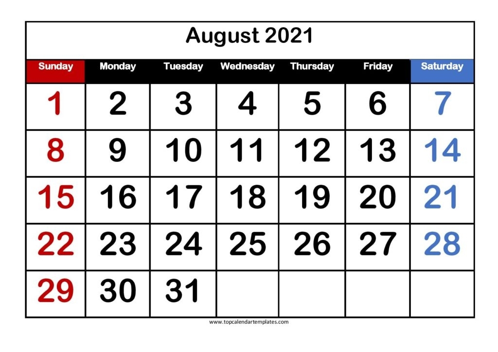 Free August 2021 Calendar Printable (Pdf, Word) Templates August 2021 Calendar Hindi