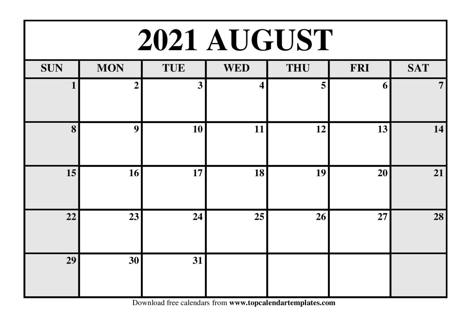 Free August 2021 Printable Calendar In Pdf Format August 2020 To August 2021 Calendar