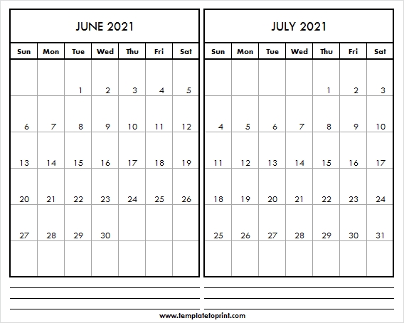 Free Blank Calendar June July 2021 | Calendar 2021 Editable July 2020 - June 2021 Calendar Template