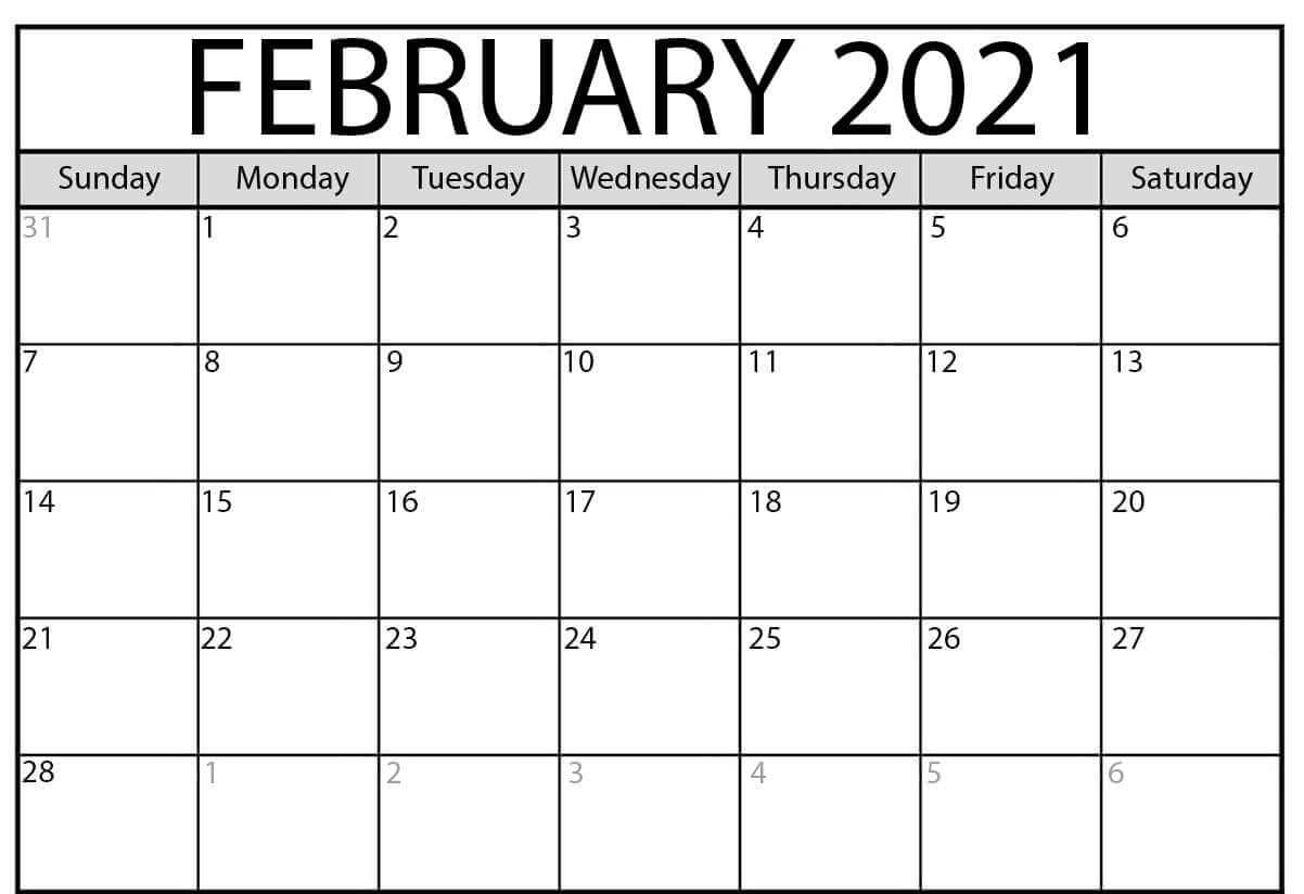 Free Blank Monthly 2021 Printable Calendar Template Calendar September 2020 To February 2021