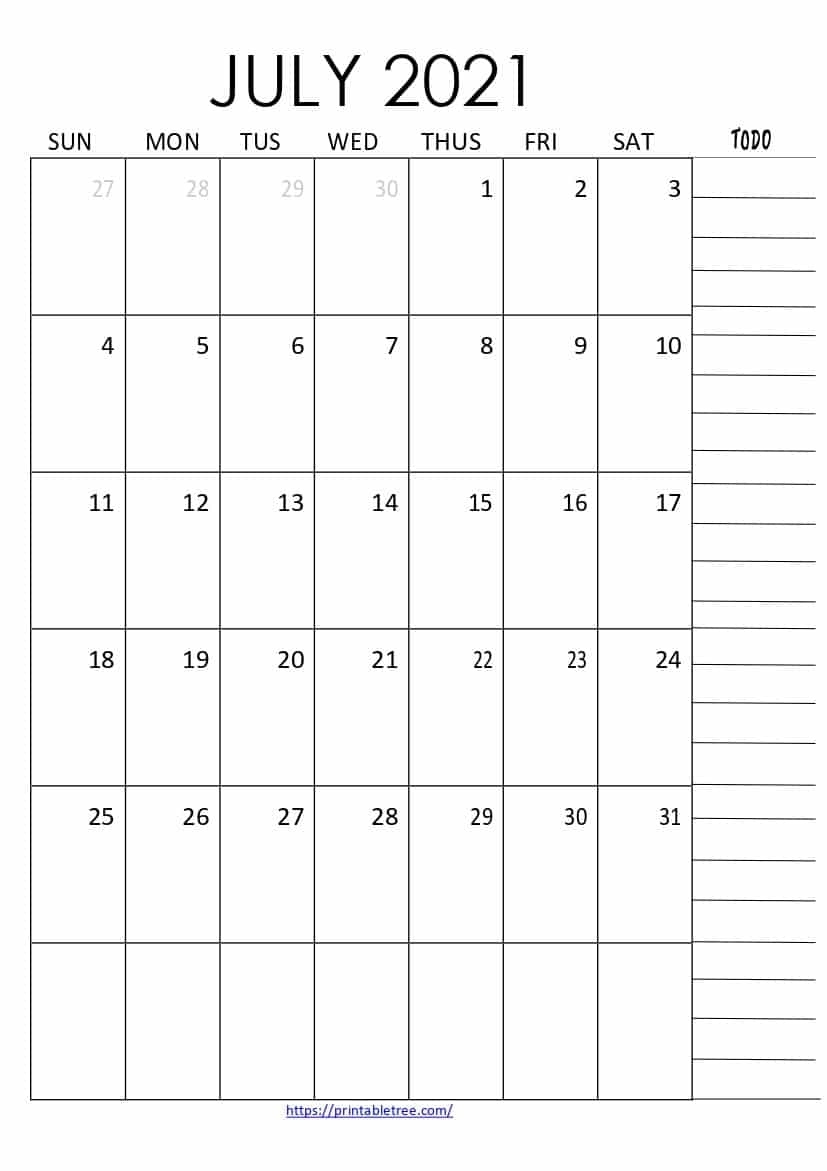 Free Download July 2021 Printable Calendar Templates Pdf July 2021 Calendar Download