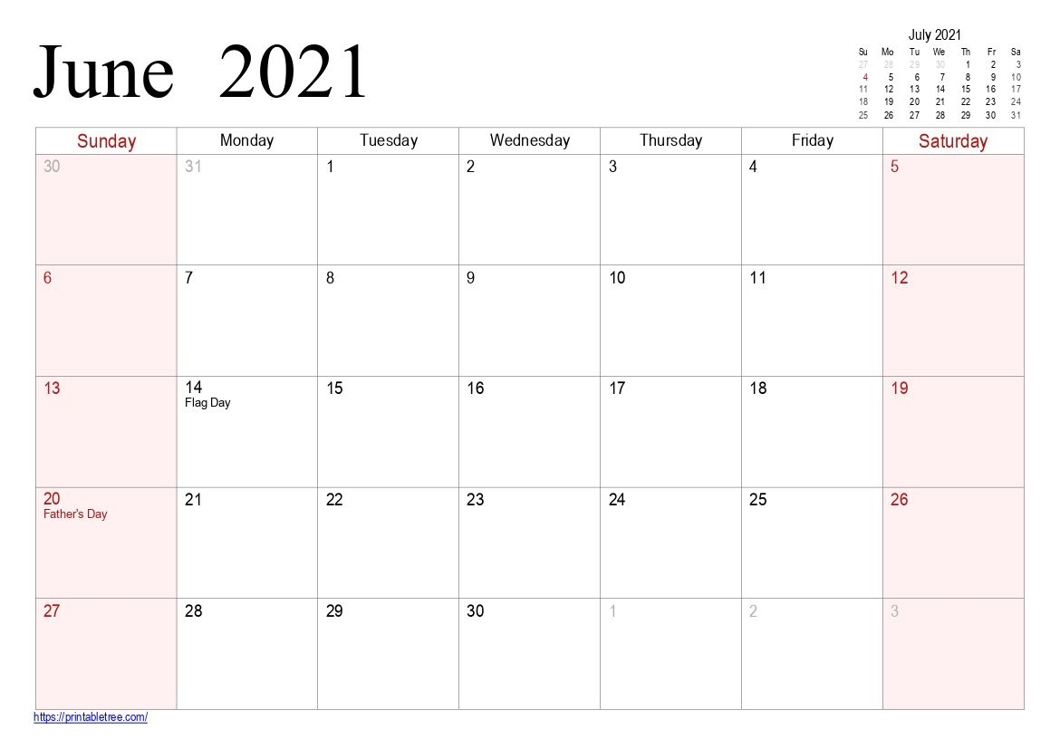 Free Download June 2021 Printable Calendar Templates Pdf Blank June 2021 Calendar Pdf
