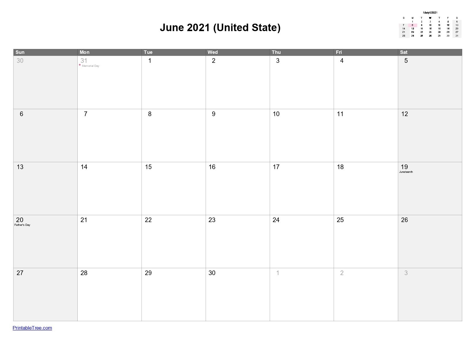 Free Download June 2021 Printable Calendar Templates Pdf June 2021 Calendar With Holidays Printable
