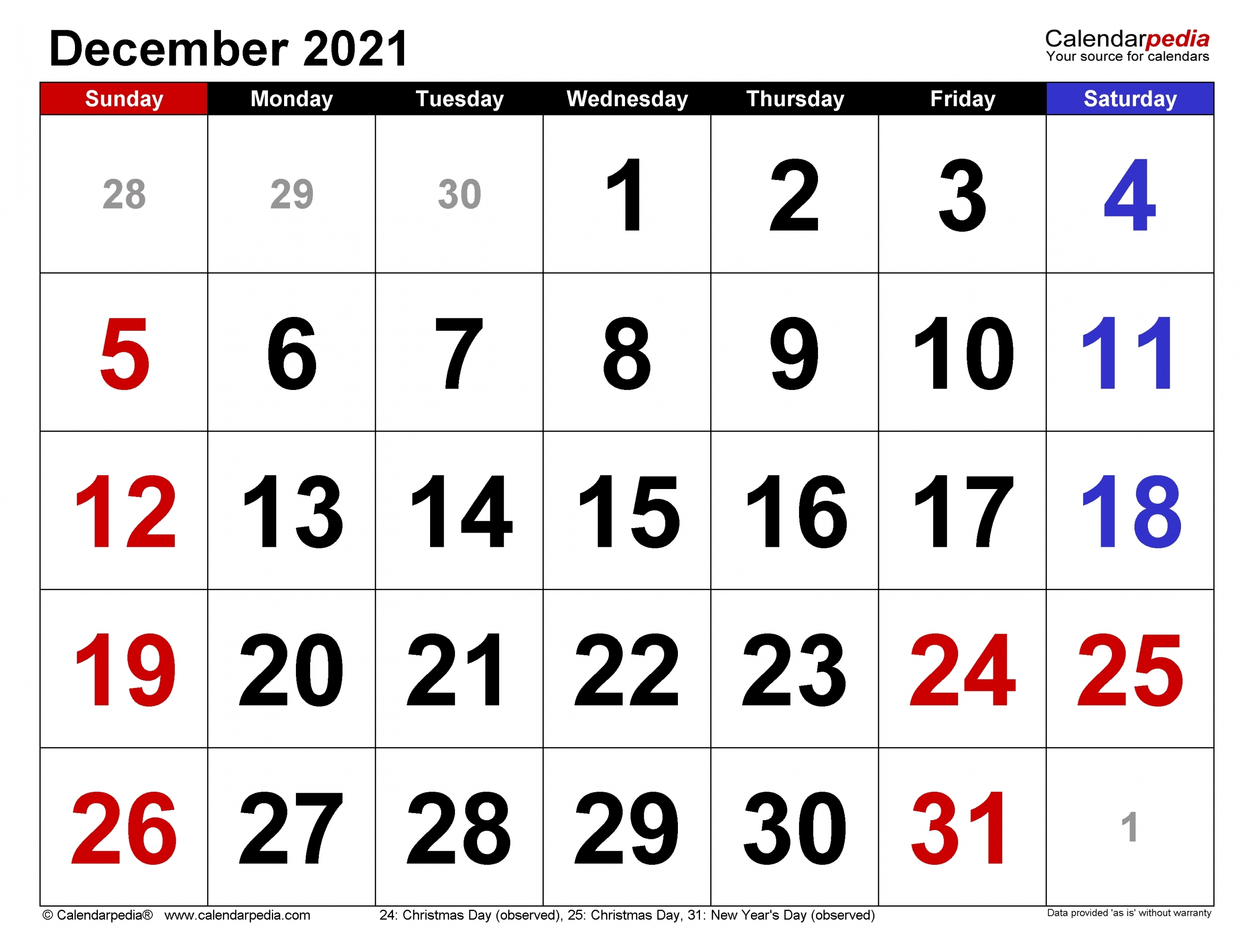 Free Editable December 2021 Calendar | Month Calendar Printable December 2021 Calendar Template