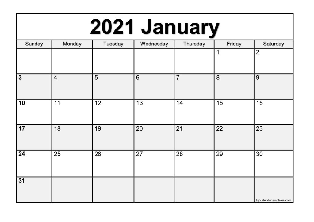 Free January 2021 Calendar Printable (Pdf, Word) January - June 2021 Calendar