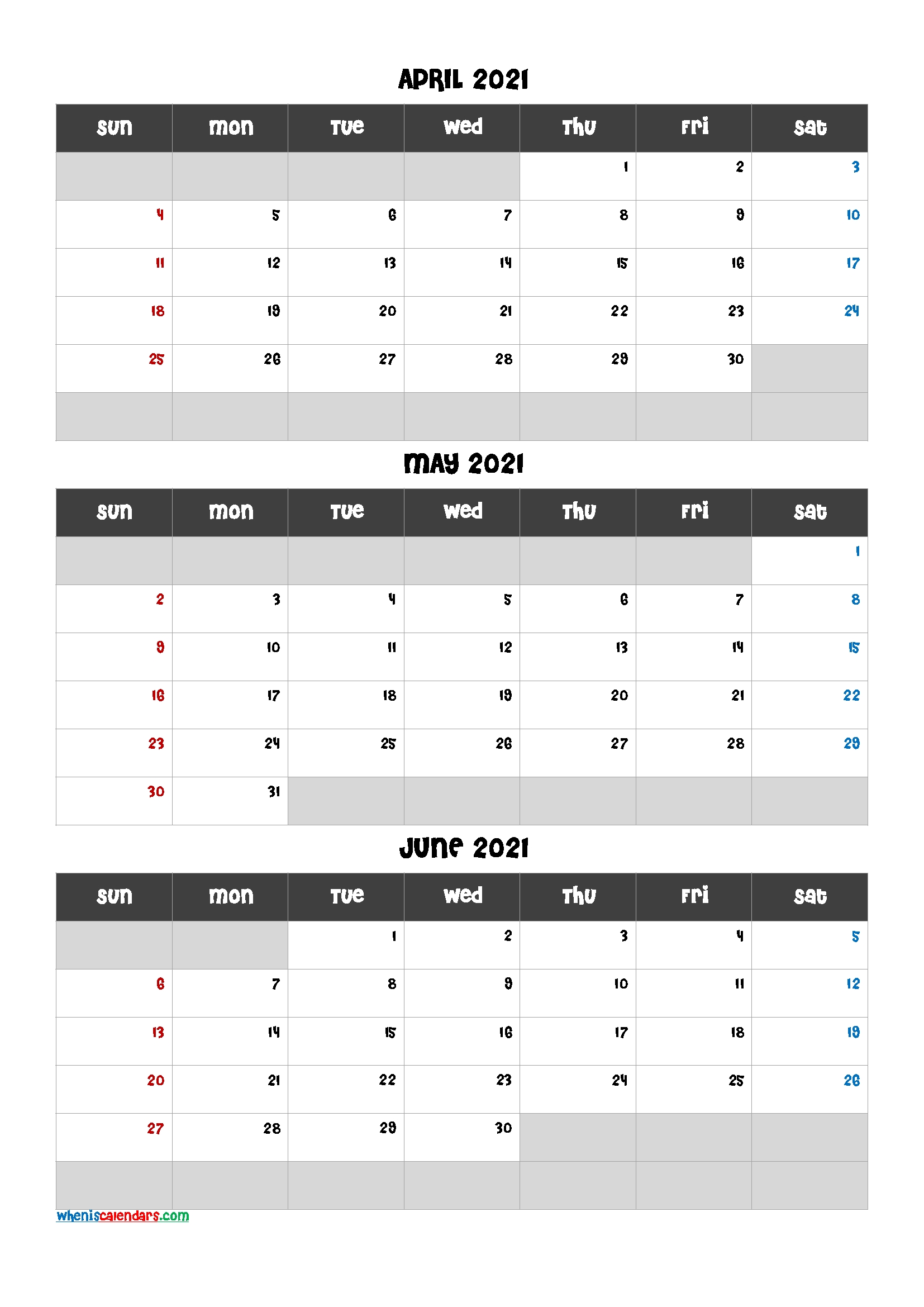 Free January February March 2021 Calendar - Calendraex April Through June 2021 Calendar