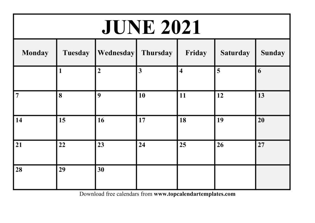 Free June 2021 Calendar Printable - Blank Templates June Calendar Of 2021