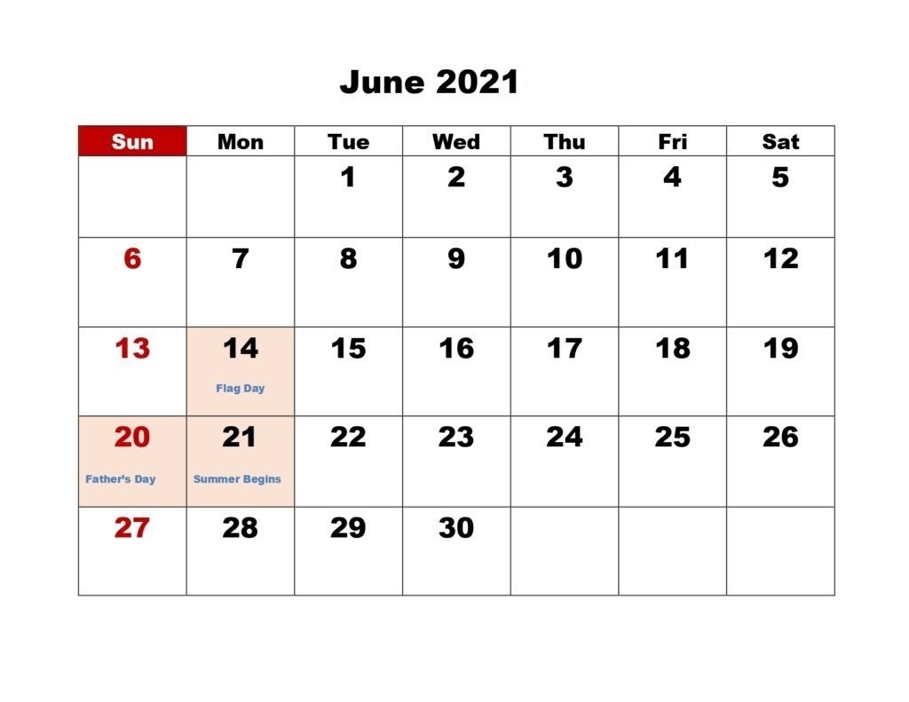 Free June 2021 Calendar With Holidays - Thecalendarpedia Month Of June 2021 Calendar