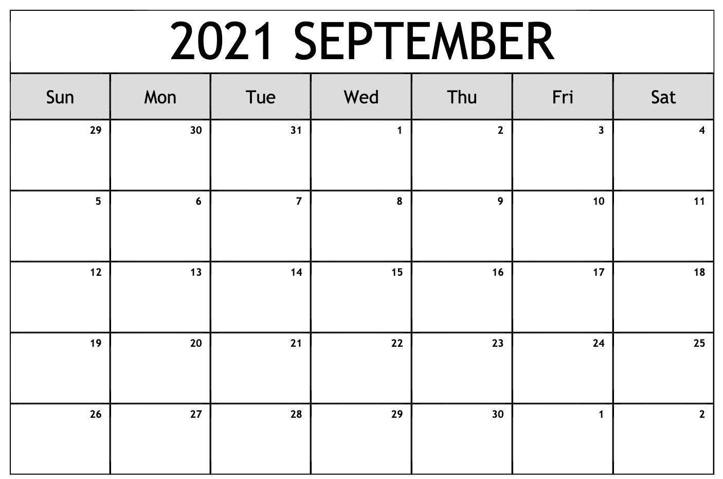 Free Monthly 2021 Printable Calendar Template Printable September 2021 Calendar