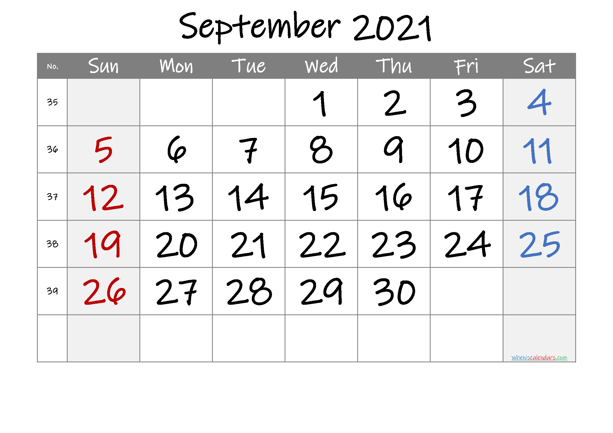 Free Printable 2021 September Calendar Printable September 2021 Calendar