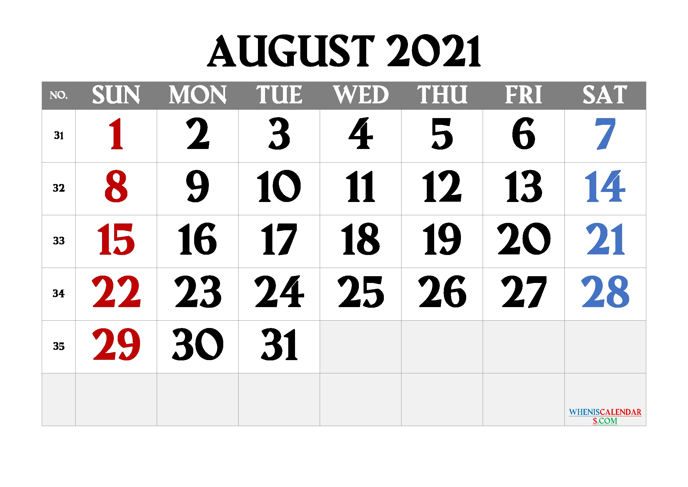 Free Printable August 2021 Calendar August 2021 Jewish Calendar