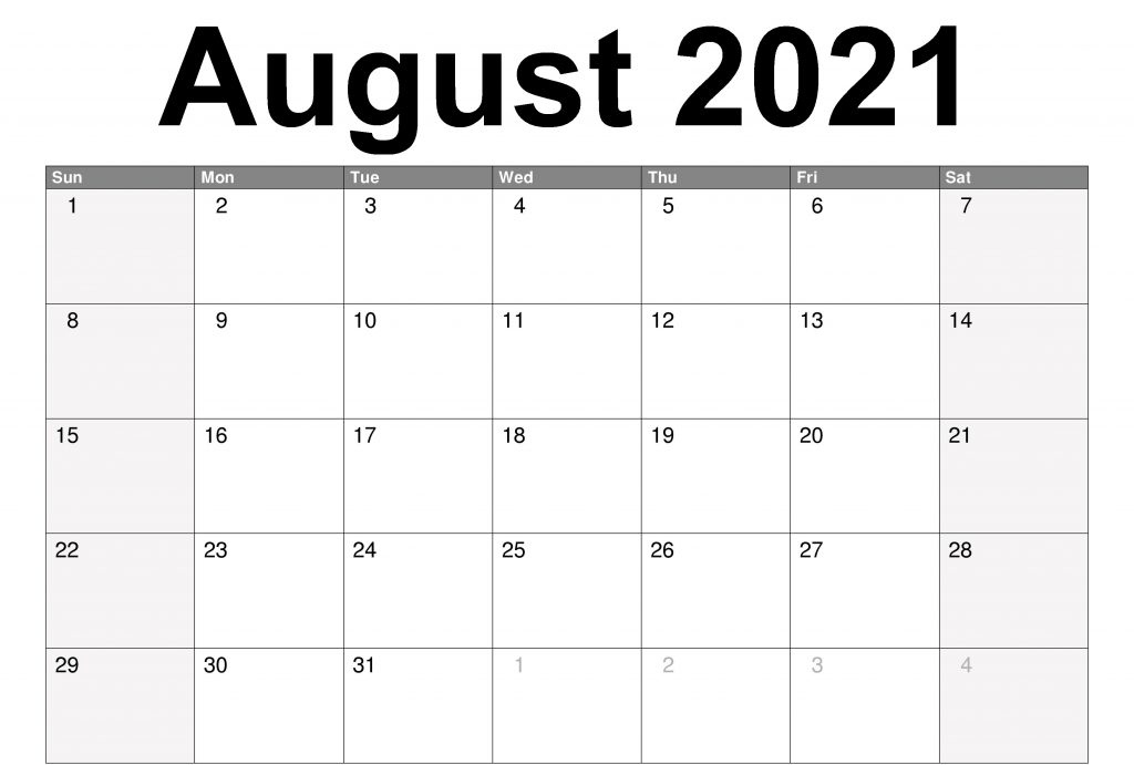 Free Printable August 2021 Calendar Template Pdf Page Free Printable August 2021 Calendar